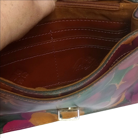 🆕 PATRICIA NASH "BLOOM ROMANCE" BROWN LEATHER CROSSBODY BAG WITH FLORAL DESIGNS - Picture 6 of 14